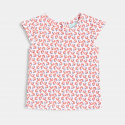 Obaibi Salopette courte et t-shirt coquillages rouge bΓ©bΓ© fille