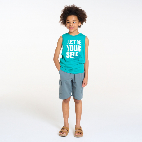 Okaidi Boy&#039;s blue slogan vest top