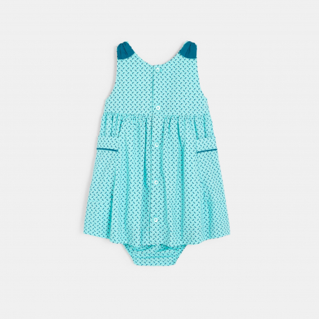 Obaibi Robe chasuble imprimee bleue bebe fille