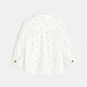 Obaibi Chemise coton fantaisie feuilles blanche bebe garcon