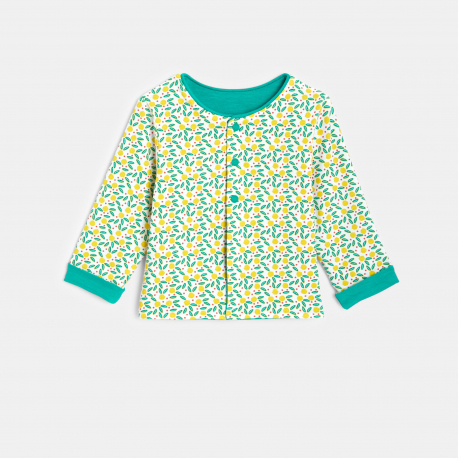 Obaibi Sweat a pressions reversible imprime jaune bebe fille
