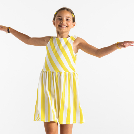 Okaidi Robe rayee en jersey jaune fille