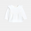 Obaibi Blouse tissu gaufre a volants beige bebe fille