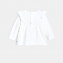 Obaibi Blouse tissu gaufre a volants beige bebe fille