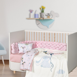 Κουβέρτα fleece κούνιας Das® Baby Fun Γαλάζιο-Ροζ-Μέντα