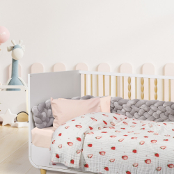 Κουβέρτα μουσελίνα κούνιας Das® Baby Relax Λευκό-Κόκκινο