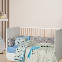 Κουβέρτα fleece κούνιας Das® Baby Fun Γκρι-Μπλε-Μέντα