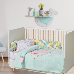 Κουβέρτα βελουτέ κούνιας Das® Baby Relax Πράσινο-Ροζ