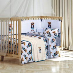 Κουβέρτα βελουτέ κούνιας Greenwich Polo Club® Baby Essential Ivory-Blue