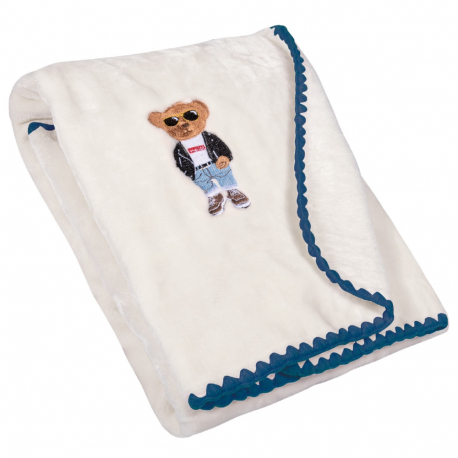 Κουβέρτα βελουτέ κούνιας Greenwich Polo Club® Baby Essential Ivory-Blue