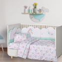 Σετ σεντόνια κούνιας 3 τμχ Das® Baby Fun Λευκό-Ροζ-Πράσινο