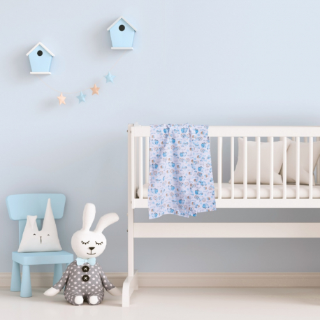 Σετ σεντόνια λίκνου Das® Baby Fun Λευκό-Μπλε-Ώχρα