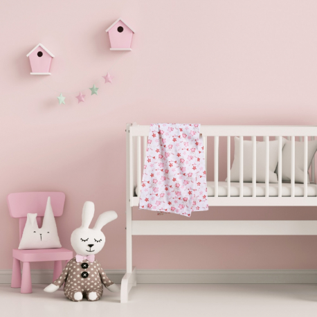 Σετ σεντόνια λίκνου Das® Baby Fun Λευκό-Ροζ