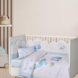 Πάπλωμα κούνιας Das® Baby Fun Λευκό-Μπλε-Ώχρα