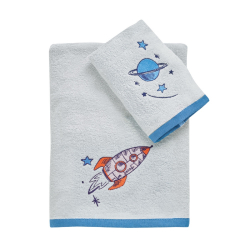Σετ πετσέτες 2τμχ Das® Baby Fun Embroidery Γκρι-Πορτοκαλί