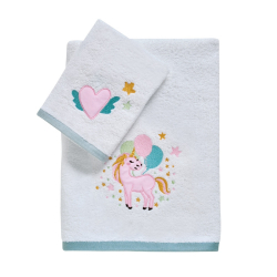 Σετ πετσέτες 2τμχ Das® Baby Fun Embroidery (4917) Λευκό-Μέντα-Ροζ