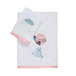 Σετ πετσέτες 2τμχ Das® Baby Fun Embroidery (4915) Λευκό-Ροζ