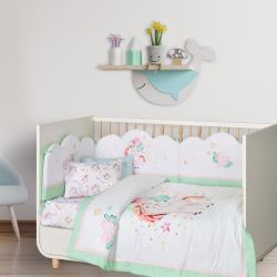 Πάπλωμα κούνιας Das® Baby Fun Πράσινο-Λευκό-Ροζ