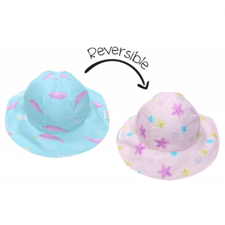 Καπέλο διπλής όψης με προστασία UV FlapJackKids Narwhal / Starfish 2-4 ετών