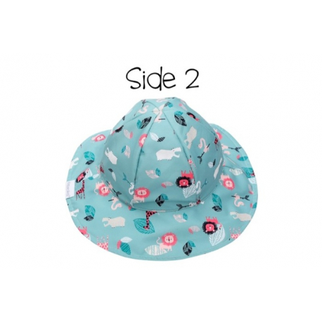 Καπέλο διπλής όψης με αντηλιακή προστασία FlapJackKids Pink Zoo 6-24 μηνών