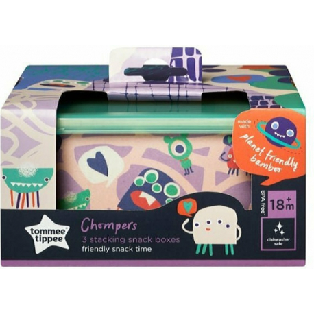 Δοχεία φαγητού Tommee Tippee Chompers Bamboo Snack Boxes σετ των 3