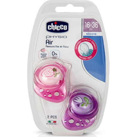 Πιπίλα Chicco Physio Air 16-36m Ροζ, σετ των 2