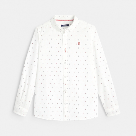 Okaidi Chemise blanche imprimee sapins garcon