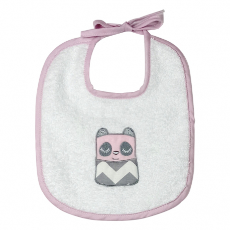 Σαλιάρα πετσετέ με κορδόνι Baby Star Tiny Friends Ροζ