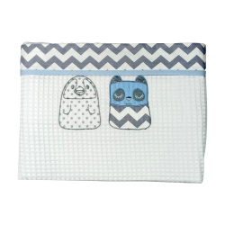 Κουβέρτα πικέ κούνιας Baby Star Tiny Friends Σιέλ 100 x 150 cm