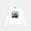 Okaidi T-shirt a motif paysage bleu fille