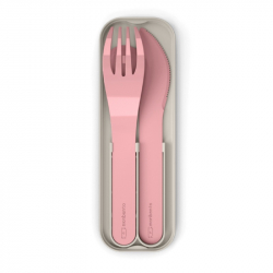 Σετ κουτάλι, μαχαίρι και πιρούνι με θήκη Monbento Pocket Color Pink Blush