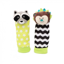 Καλτσάκια με κουδουνίστρα BBluv® Duo Foot Finders Hedgehog and Raccoon