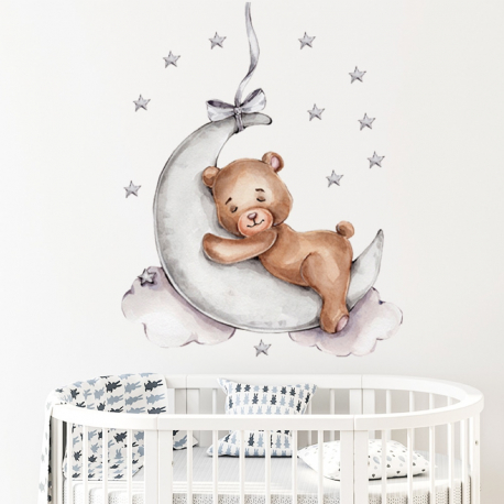 Αυτοκόλλητο τοίχου SIPO Teddy Bear on the Moon