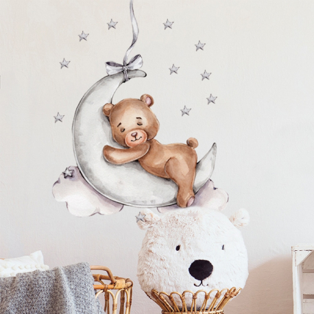 Αυτοκόλλητο τοίχου SIPO Teddy Bear on the Moon