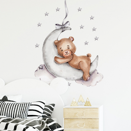 Αυτοκόλλητο τοίχου SIPO Teddy Bear on the Moon