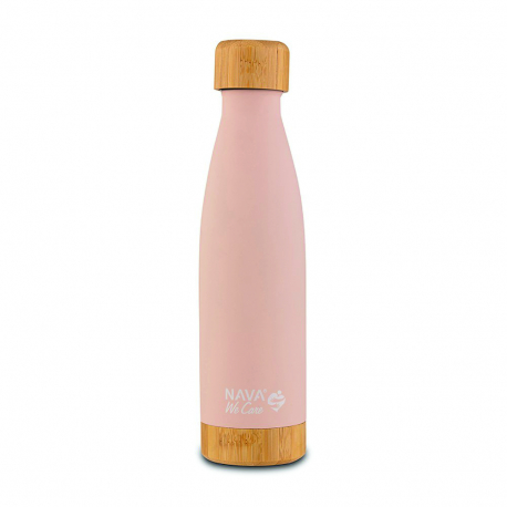 Θερμός - παγούρι ανοξείδωτο bamboo Nava® We Care Ροζ 500ml