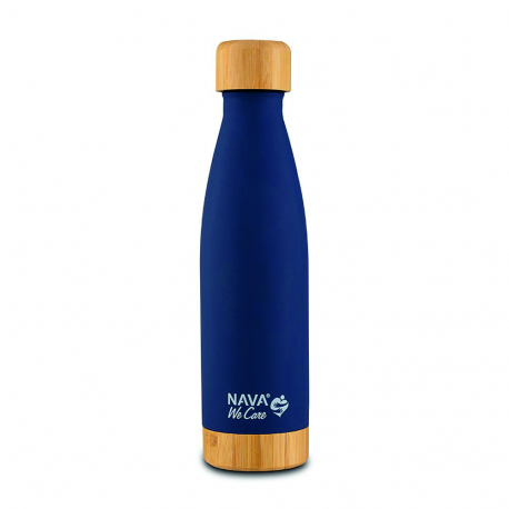 Θερμός - παγούρι ανοξείδωτο bamboo Nava® We Care Μπλε σκούρο 500ml