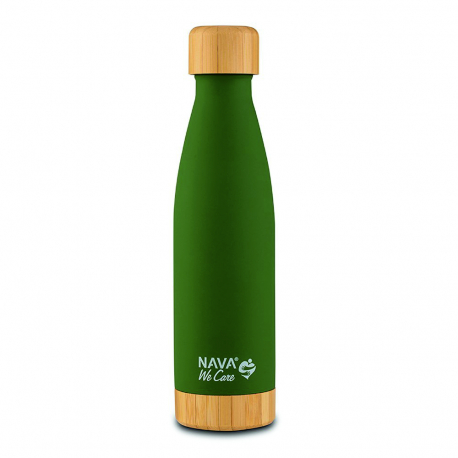 Θερμός - παγούρι ανοξείδωτο bamboo Nava® We Care Πράσινο σκούρο 500ml