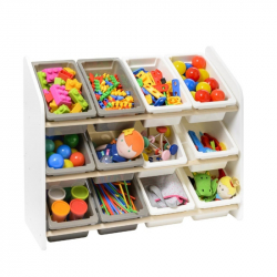 IZIBUL BIG SHELVES 12 BINS WHITE & GREY - ΞΥΛΙΝΗ ΡΑΦΙΕΡΑ ΜΕ ΚΑΔΟΥΣ ΑΠΟΘΗΚΕΥΣΗΣ ΛΕΥΚΟ/ΓΚΡΙ