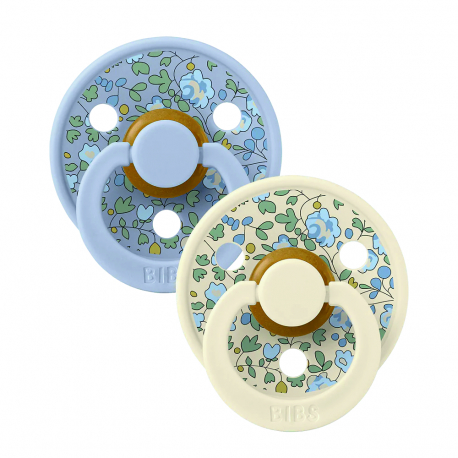 Πιπίλες Bibs® x Liberty Eloise Dusty Blue Στρογγυλή No1, σετ των 2