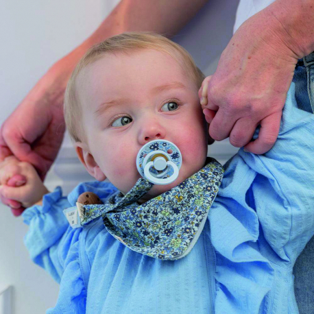 Πιπίλες Bibs® x Liberty Eloise Dusty Blue Στρογγυλή No1, σετ των 2