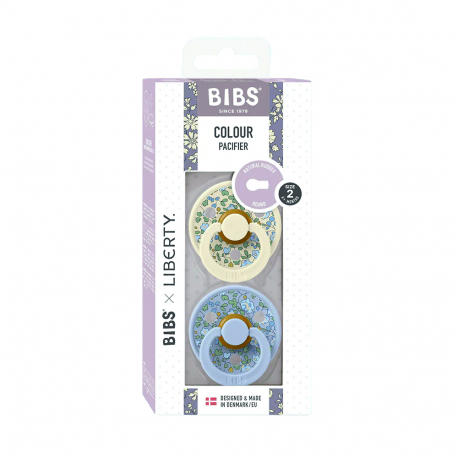 Πιπίλες Bibs® x Liberty Eloise Dusty Blue Στρογγυλή No2, σετ των 2