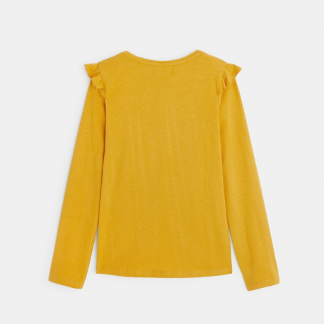 Okaidi T-shirt a epaules volantees jaune fille