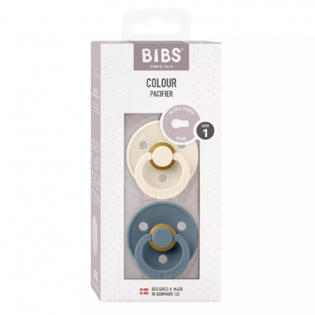 Πιπίλες Bibs® Colour Ivory/Petrol Στρογγυλή No2, σετ των 2