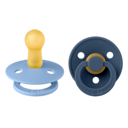 Πιπίλες Bibs® Colour Sky Blue/Steel Blue Στρογγυλή No2, σετ των 2