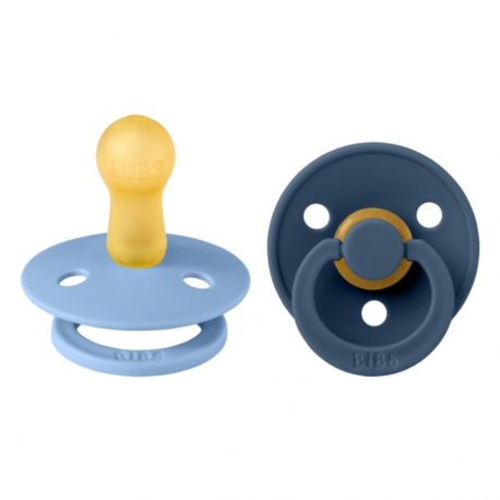 Πιπίλες Bibs® Colour Sky Blue/Steel Blue Στρογγυλή No2, σετ των 2