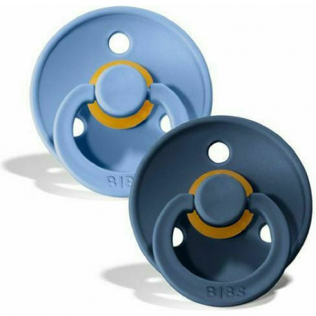 Πιπίλες Bibs® Colour Sky Blue/Steel Blue Στρογγυλή No2, σετ των 2