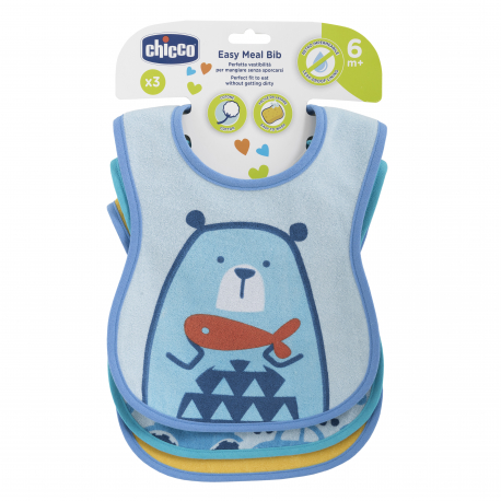 Σαλιάρες Chicco Easy Meal για Αγόρι 6m+ σετ των 3