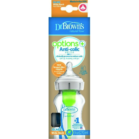 Μπιμπερό DrBrown&#039;s Options+ με φαρδύ λαιμό 270 ml 0M+