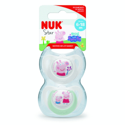 Πιπίλες Nuk® Star Peppa Pig μέγεθος 2 (6-18M) με θήκη, σετ των 2